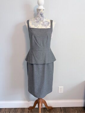Banana Republic Luxury Italian Wool Blend Peplum Sheath Dress Size 8 Office Work